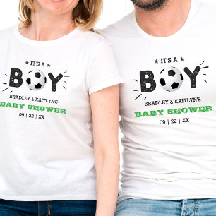 It's A Boy! Soccer Themed Co-ed Baby Shower T-Shirt