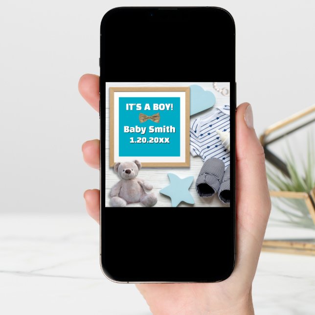 It's A Boy Social Media, baby blue Pregnancy Announcement (Front Digital)