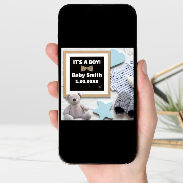 It's A Boy Social Media, flat lay blue Pregnancy Announcement (Front Digital)