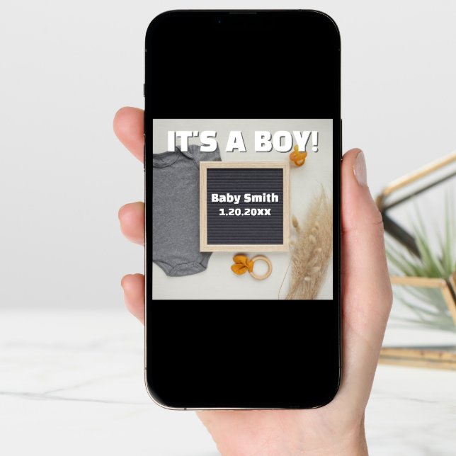 It's A Boy Social Media, flat lay boho Pregnancy Announcement (Front Digital)