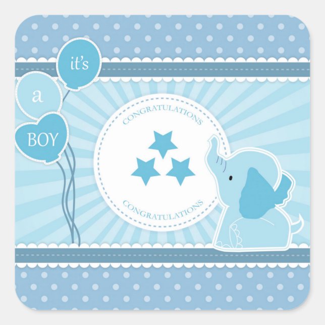 It's A Boy Square Sticker (Front)