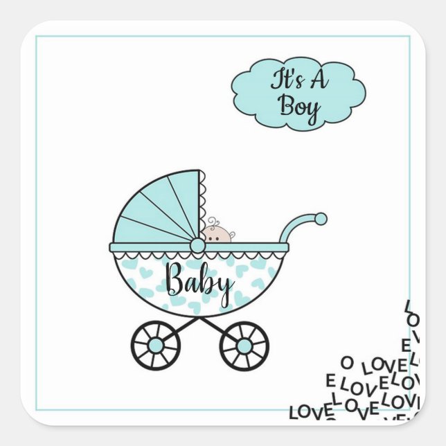 It's A Boy Square Sticker (Front)