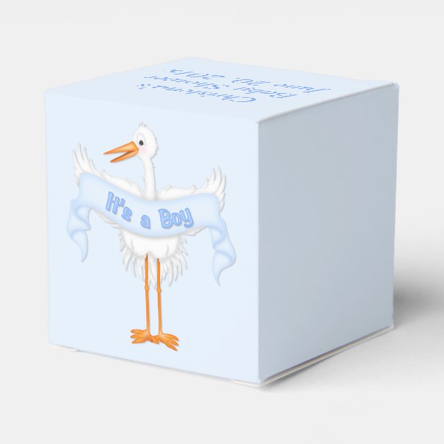 It's A Boy Stork Baby Shower Favor Box (Back Side)