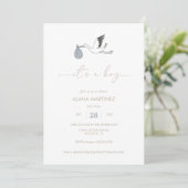 It's a Boy Stork Baby Shower Invitation (Standing Front)
