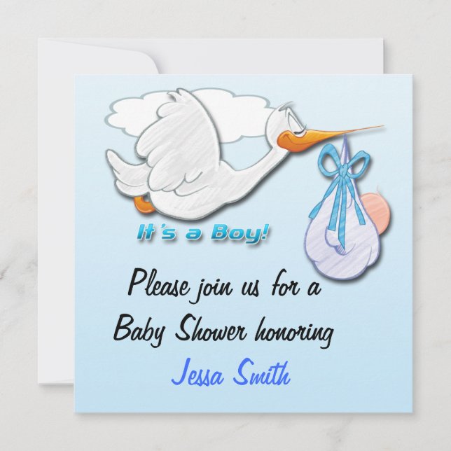 It's a Boy Stork Baby Shower Invitations (Front)