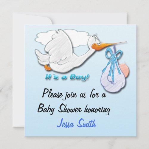 Its a Boy Stork Baby Shower Invitations