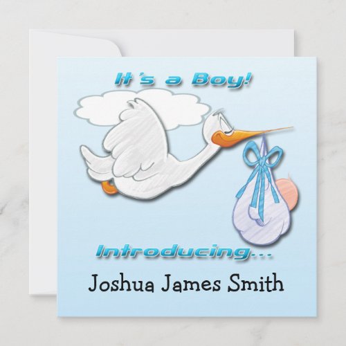 Its a Boy Stork Birth Announcement