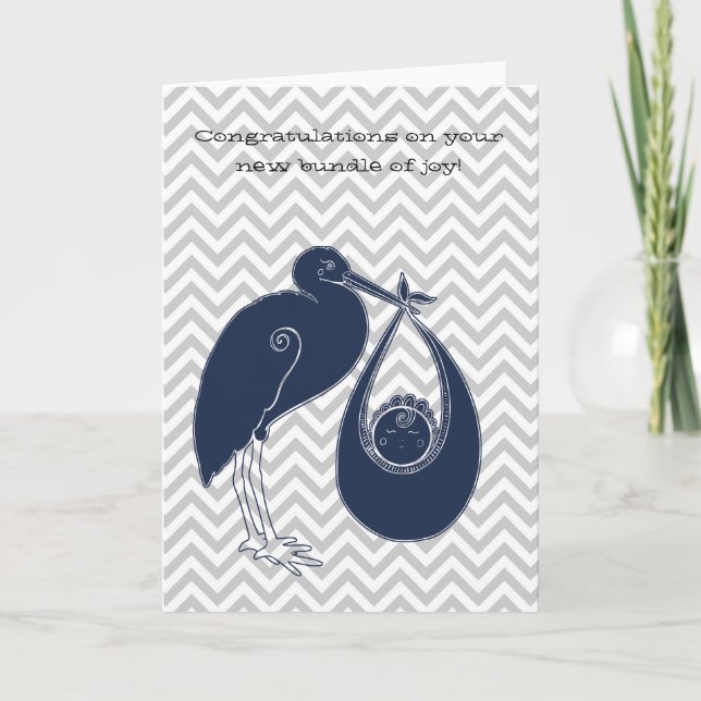 It's a Boy Stork Congratulations Card (Front)