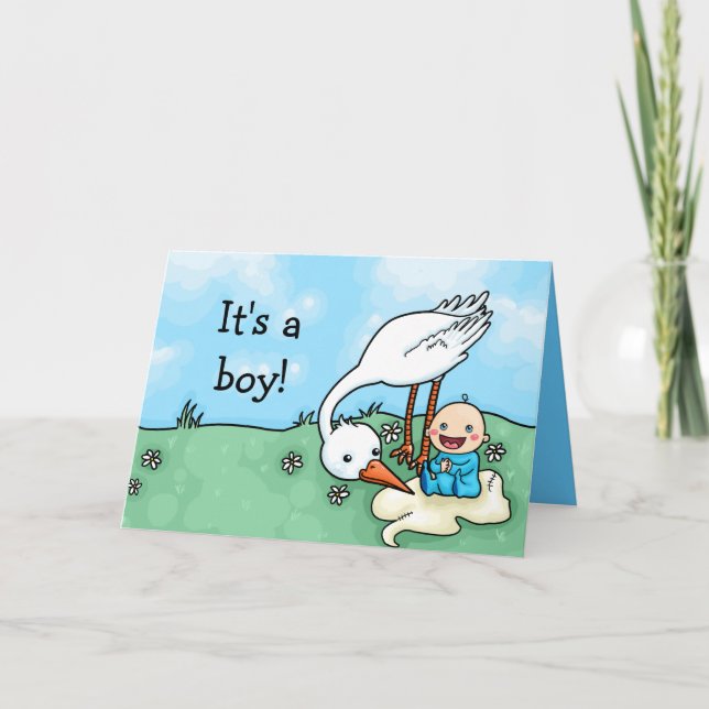 Its a boy stork delivery congratulations card (Front)