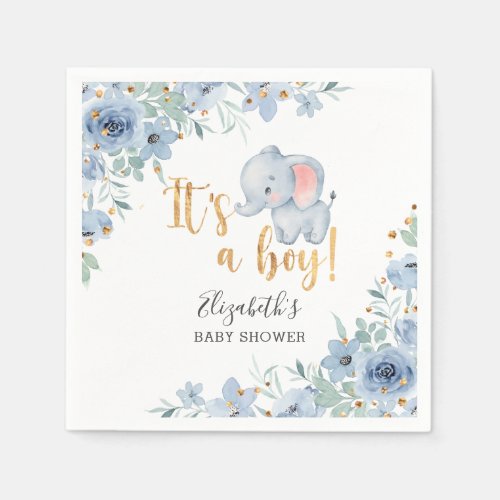 Its a Boy Sweet Elephant Baby Shower Party Napkins