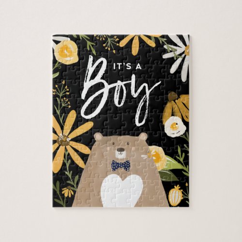 Its A Boy _ Sweet Honey Bee  Bear Wildflowers Jigsaw Puzzle