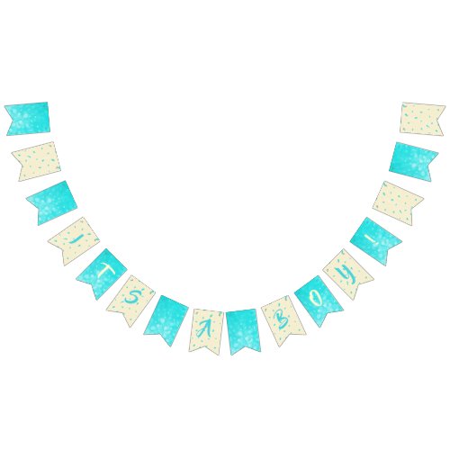 Its a Boy Teal and Tan Baby Shower Bunting Flags