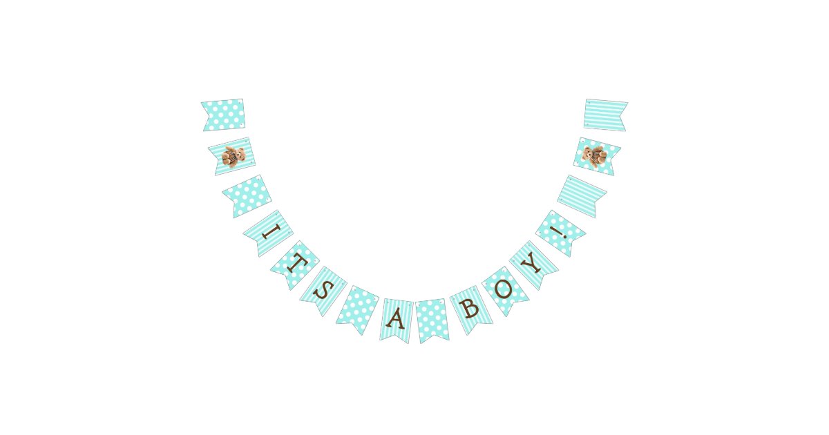 It S A Boy Teal Teddy Bear Baby Shower Bunting Flags Zazzle Com