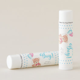 It's a Boy Teddy Bear Baby Shower Cute Blue dots Lip Balm