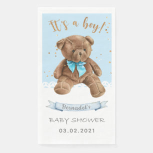 It's a boy! Teddy Bear Baby Shower Paper Guest Towels