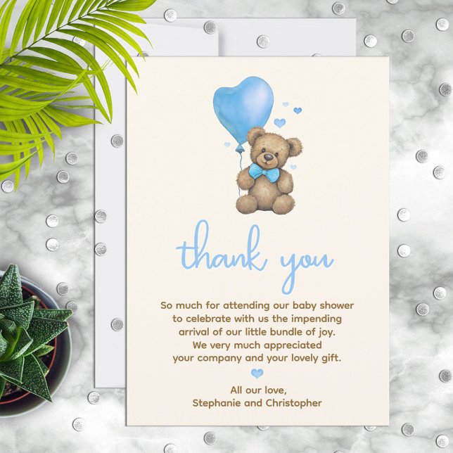 It's a Boy Teddy Bear Baby Shower Thank You (Creator Uploaded)