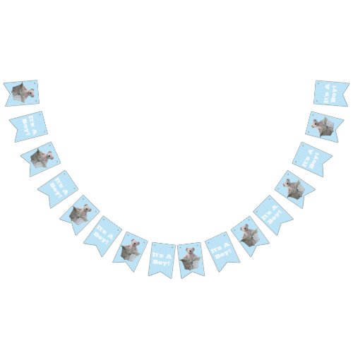 Its A Boy Teddy Bear Blue Stripes Baby Shower Bunting Flags