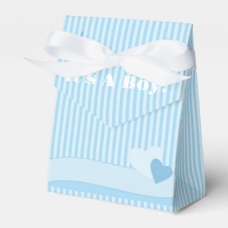 It's A Boy Teddy Bear Blue Stripes Baby Shower Favor Boxes