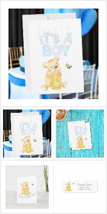 It's a Boy! Teddy Bear Honey and Bee Baby Shower