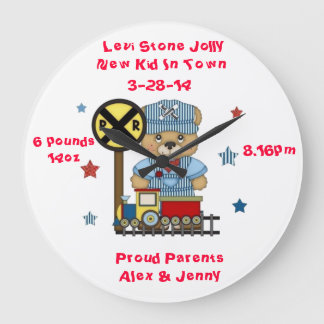It's a Boy Teddy bear Train Large Clock