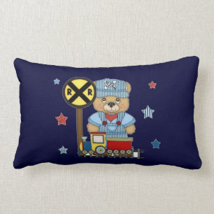 It's a Boy Teddy Bear Train Lumbar Pillow
