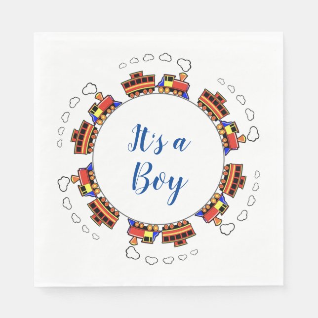 It's a Boy Toy Train Napkins (Front)