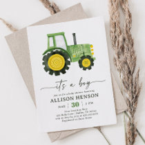 It's a Boy Tractor Baby Shower Invitation