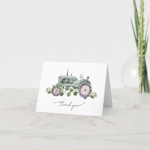 Its a Boy Tractor Baby Shower Thank You Card