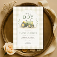 It's a Boy Tractor Gingham Baby Shower