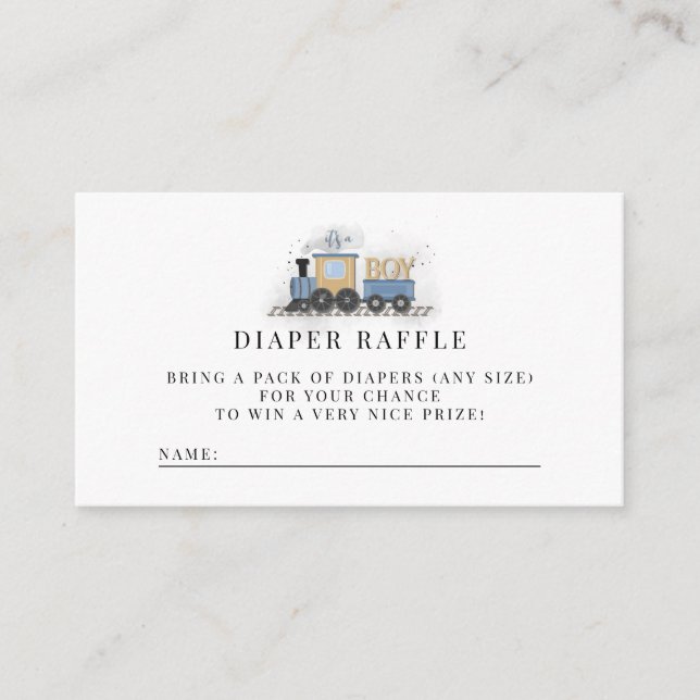 It's A Boy | Train Diaper Raffle Card (Front)