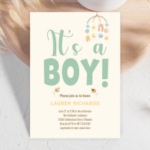 It's a Boy Typography Boho Colorful Baby Shower