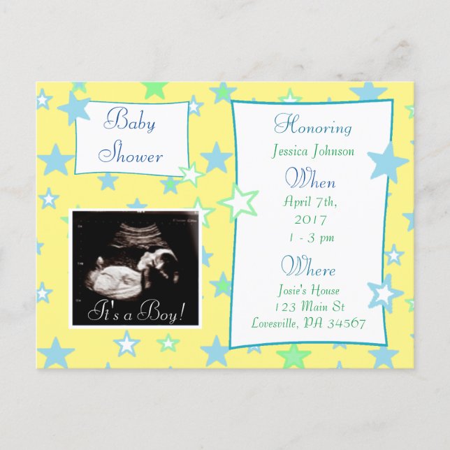 It's a Boy,  Ultrasound Pic Baby Shower Invitation (Front)