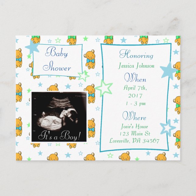It's a Boy,  Ultrasound Pic Baby Shower Invitation Postcard (Front)