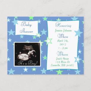 It's a Boy, Ultrasound Pic Baby Shower Invitation Postcard
