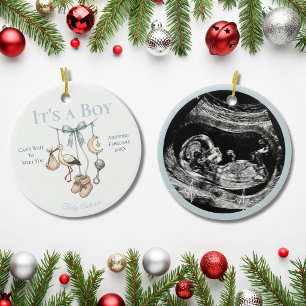 Its a Boy Ultrasound Pregnancy Announcement Baby Ceramic Ornament