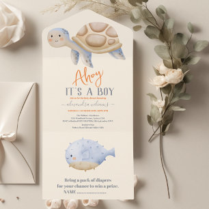 It's a Boy Under the Sea Baby Shower All In One Invitation