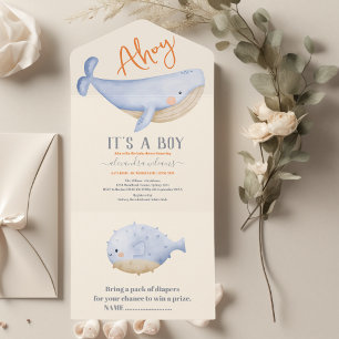 It's a Boy Under the Sea Baby Shower  All In One Invitation