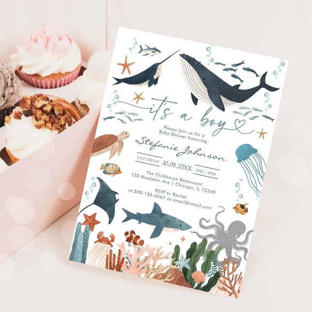 It's A Boy Under The Sea Baby Shower Invitation (Creator Uploaded)