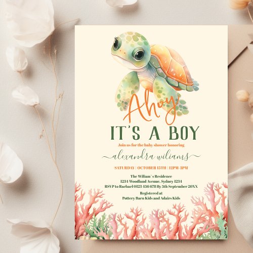Its a Boy Under the Sea Baby Shower  Invitation