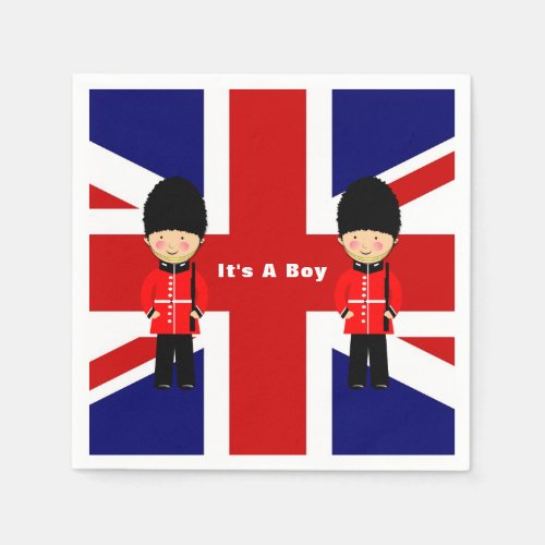 Its A Boy Union Jack Theme Baby Shower Napkins