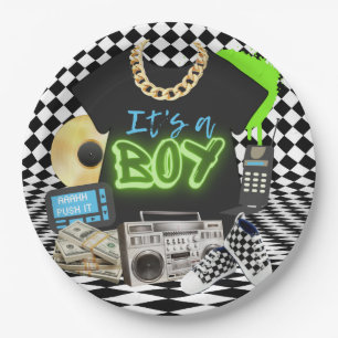 It's a Boy Urban Retro Hip Hop Baby Shower BOY Paper Plates