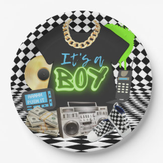 It's a Boy| Urban Retro Hip Hop Baby Shower BOY Paper Plates