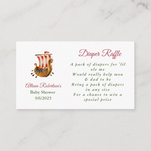 Its A Boy Vikings Party Baby Shower Diaper Raffle Enclosure Card