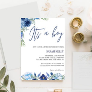 Its A Boy Watercolor Baby Shower Invitation