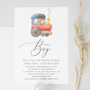 It's a boy. Watercolor cute Teddy bear baby shower Invitation