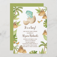 It's a boy Watercolor Dinosaur Baby Shower Invitation