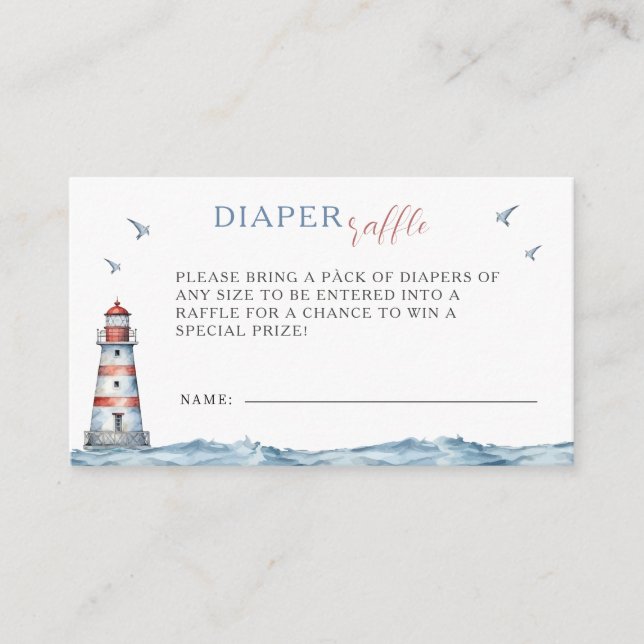 It's a Boy Watercolor Nautical Diaper Raffle Enclosure Card (Front)