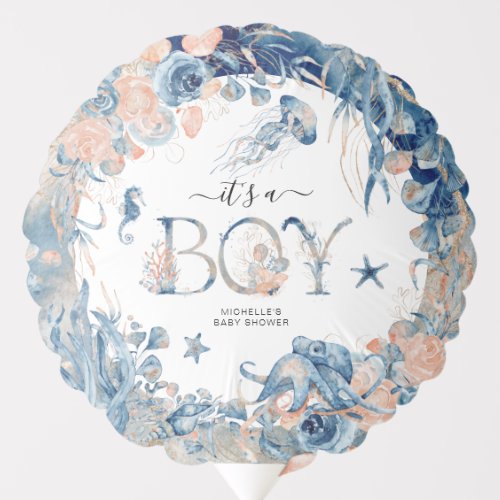 Its a Boy Watercolor Under_the_Sea Baby Shower Balloon