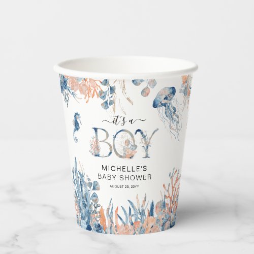 Its a Boy Watercolor Under_the_Sea Baby Shower Paper Cups