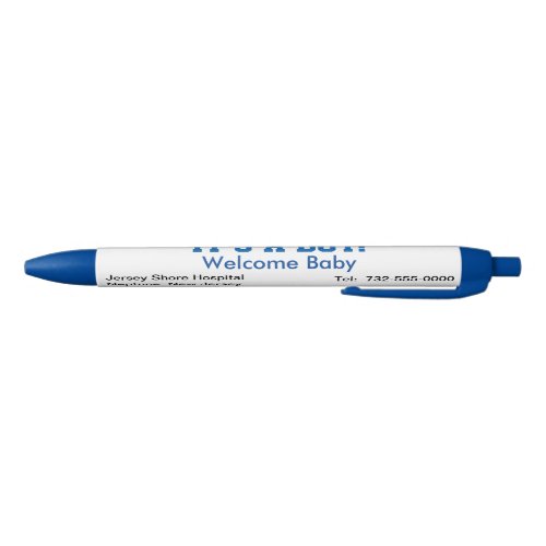 Its A Boy Welcome Announcement Hospital Name Blue Ink Pen